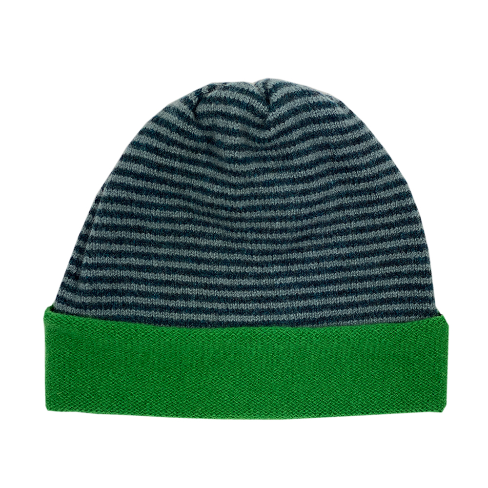 green striped beanie